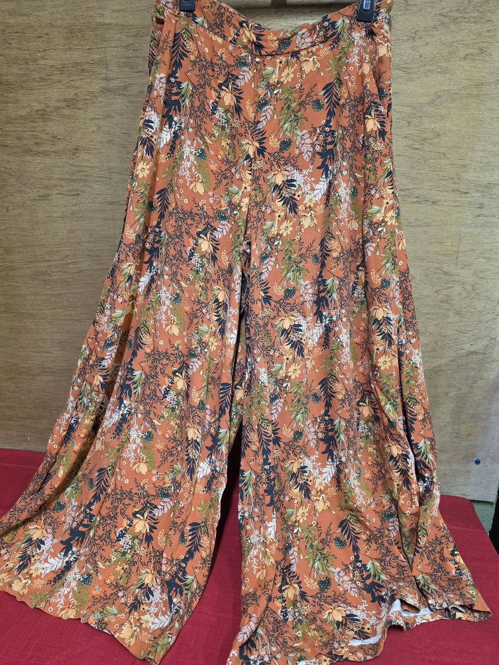 Rewash Boho Wide-Leg Floral Pattern Pants in Orange XL